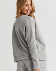 Light Gray Double Take Full Size Texture Long Sleeve Top and Drawstring Shorts Set