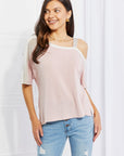 Light Gray Andree by Unit Full Size Something Simple Cold Shoulder Tee