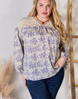 Gray Hailey & Co Full Size Lace Detail Printed Blouse