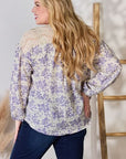 Gray Hailey & Co Full Size Lace Detail Printed Blouse