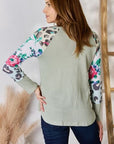 Gray Hailey & Co Full Size Printed Round Neck Blouse