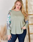 Gray Hailey & Co Full Size Printed Round Neck Blouse
