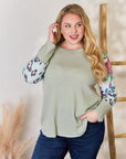 Gray Hailey & Co Full Size Printed Round Neck Blouse