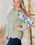 Gray Hailey & Co Full Size Printed Round Neck Blouse