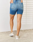 Light Gray Judy Blue Full Size Tummy Control Double Button Bermuda Denim Shorts