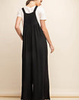 Bisque Kori America Full Size Sleeveless Ruched Wide Leg Overalls