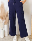 Dark Slate Gray RISEN Drawstring Relaxed Cargo Wide Leg Pants
