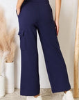 Dark Slate Gray RISEN Drawstring Relaxed Cargo Wide Leg Pants