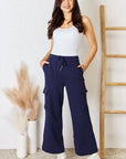 Light Gray RISEN Drawstring Relaxed Cargo Wide Leg Pants
