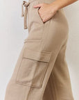 Rosy Brown RISEN High Waist Cargo Wide Leg Pants