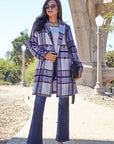 Gray Double Take Full Size Plaid Button Up Lapel Collar Coat