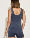 Dark Slate Gray Zenana Ribbed Washed Round Neck Sleeveless Romper