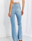 Light Gray Vibrant MIU Full Size Jess Button Flare Jeans