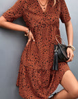 Sienna Ditsy Floral Empire Waist Plunge Short Sleeve Dress