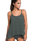 Dark Slate Gray Full Size Spaghetti Strap Scoop Neck Tankini Set