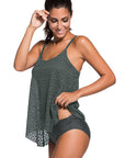 Rosy Brown Full Size Spaghetti Strap Scoop Neck Tankini Set