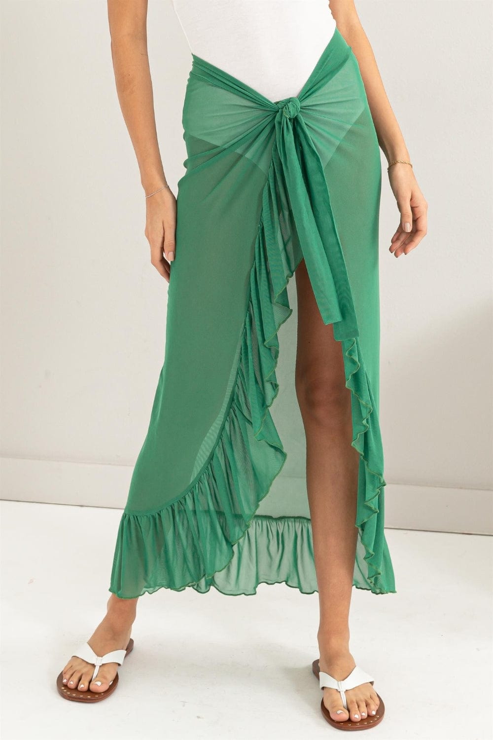 Sea Green HYFVE Ruffle Trim Cover Up Sarong Skirt