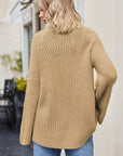 Raglan Sleeve Waffle Knit Sweater