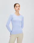 Light Gray Round Neck Raglan Sleeve Active T-Shirt Sentient Beauty Fashions Apparel & Accessories
