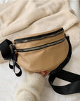 Gray Double Zip Nylon Crossbody Bag Sentient Beauty Fashions Bag