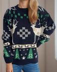 Christmas Element Round Neck Long Sleeve Sweater