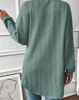 Textured Pocketed Open Front Long Sleeve Cover Up