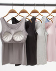 Light Gray Full Size Wide Strap Modal Tank with Bra Sentient Beauty Fashions Apparel & Accessories