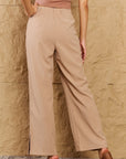 Rosy Brown HYFVE Pretty Pleased High Waist Pintuck Straight Leg Pants in Camel