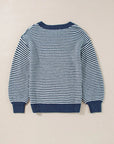 Striped Round Neck Dropped Shoulder Sweater