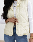 Snap Down Texture Vest Coat with Pockets