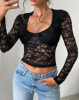 Devine Scoop Neck Long Sleeve Lace Top