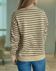 Striped Mock Neck Long Sleeve Sweater