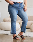 Gray Judy Blue Full Size Release Hem Cropped Bootcut Jeans Sentient Beauty Fashions Apparel & Accessories