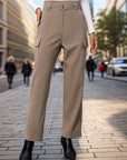 Slate Gray High Waist Straight Pants