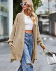 Open Front Dropped Shoulder Longline Cardigan