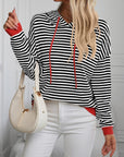 Mandy Striped Long Sleeve Hooded Knit Top