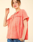 VERY J Nochted Short Sleeve Washed T-Shirt