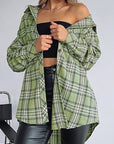 Plaid Collared Neck Long Sleeve Shirt