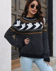 Ribbed Round Neck Long Sleeve Pullover Sweater