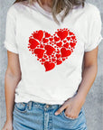 Heart Round Neck Short Sleeve T-Shirt