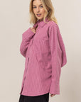 HYFVE Stripe Button Down Long Sleeve Oversized Shirt