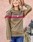 And The Why Ethnic Ribbon Tassel Trim Top