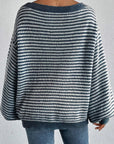 Striped Boat Neck Long Sleeve Sweater