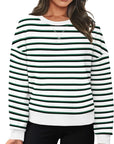 Lovelet Striped Round Neck Long Sleeve Sweatshirt