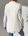 Light Gray Pearl Trim V-Neck Sweater Vest