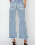 RISEN High Rise Crop Wide Fray Hem Jeans