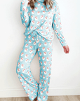 Santa Print Long Sleeve Top and Pants Lounge Set