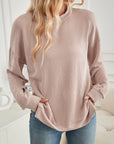 Lovelet Slit Round Neck Long Sleeve Sweatshirt