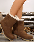 Thermal Fuzzy Block Heel Boots