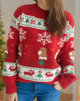 Christmas Element Round Neck Long Sleeve Sweater